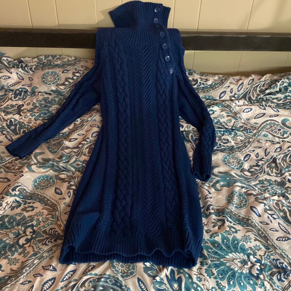 navy blue designed dress